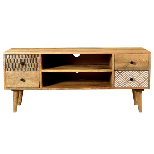 Meuble Tv Tali En Bois 2 Niches 4 Tiroirs Découvrez Les Meubles Tv