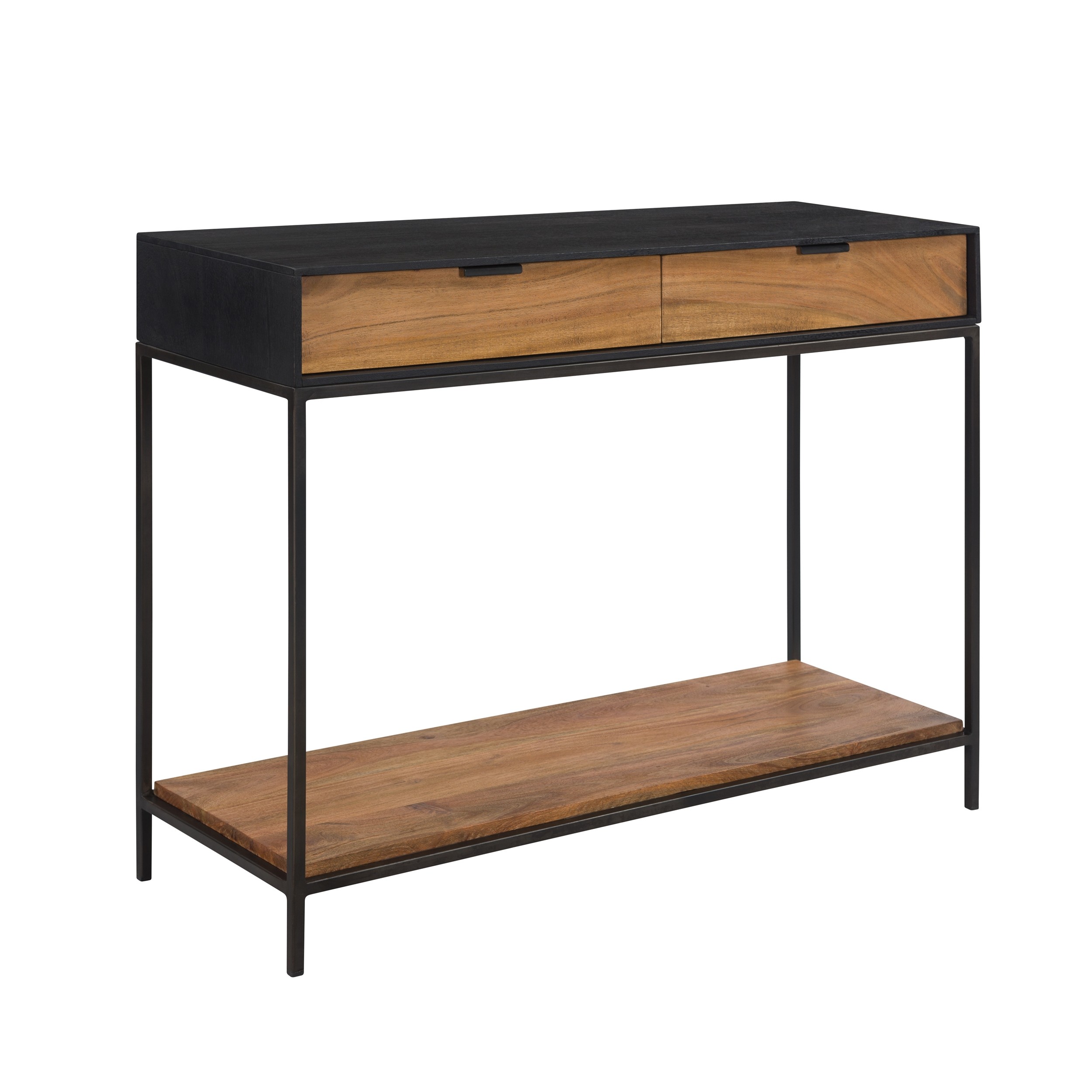 Console Jakson 2 Tiroirs Ce meuble console bois et métal à tout d'un mobilier contemporain, à savoir un design loftueux haut de gamme et une structure robuste. console jakson 2 tiroirs