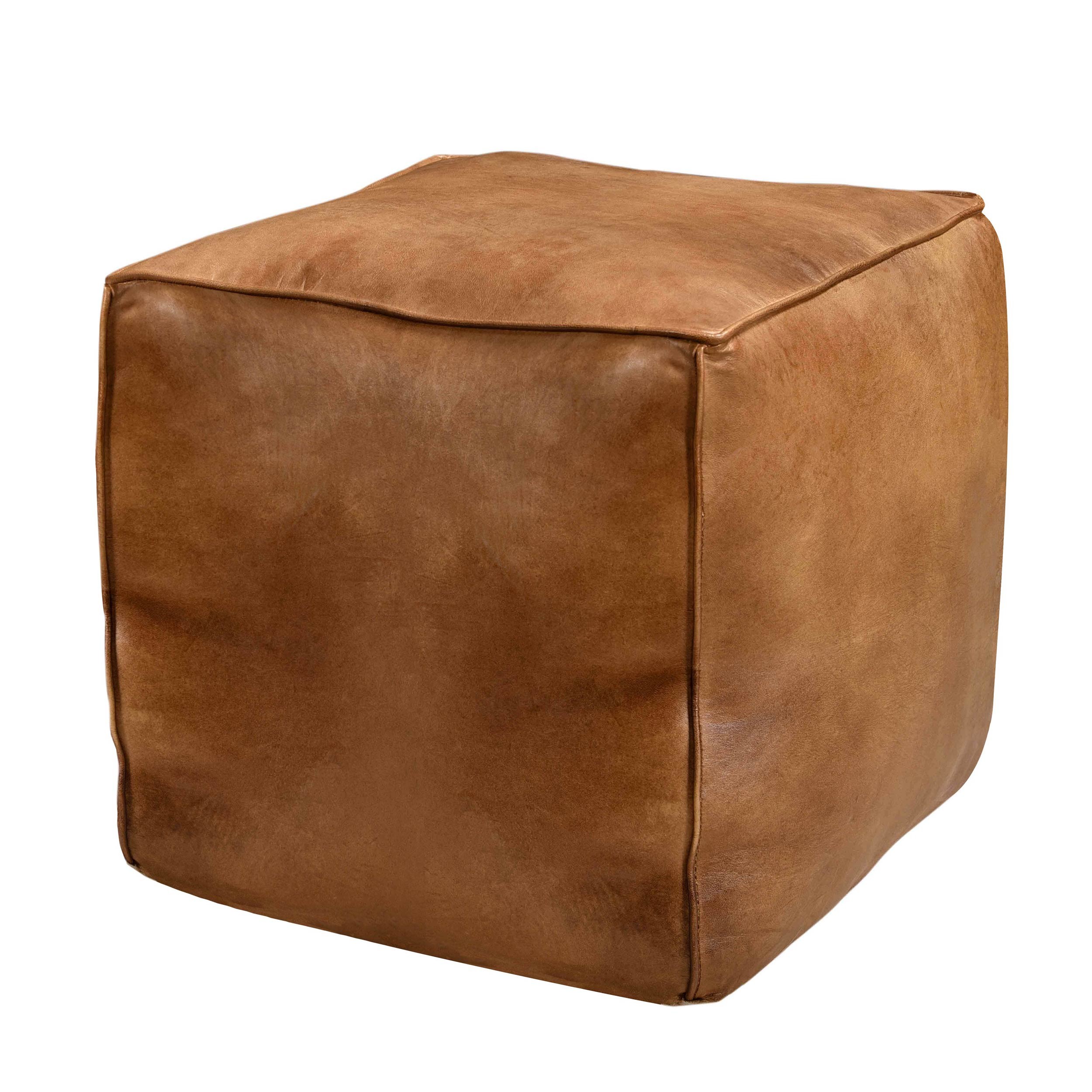 Pouf en cuir Arrah marron achetez les poufs en cuir Arrah marron