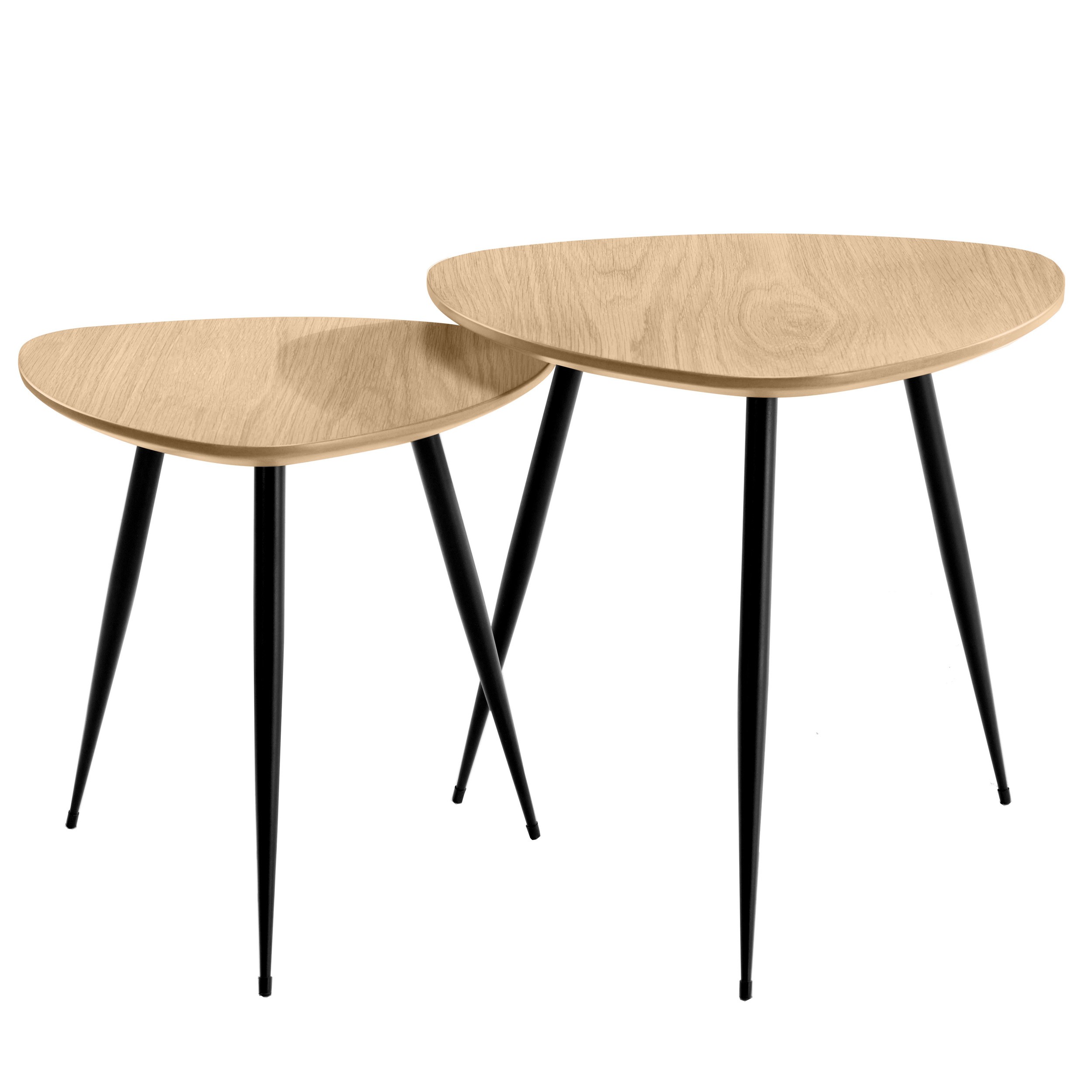 Gizem Lot De 2 Tables Basses Gigognes Metal Et Bois Achat