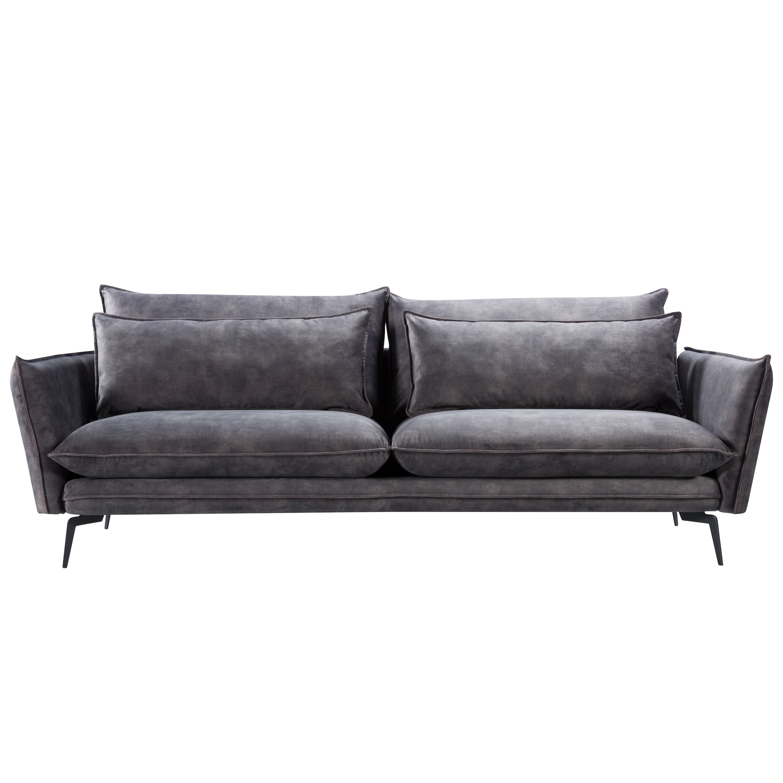 Canape Zazu 3 Places En Velours Gris Fonce Vieilli