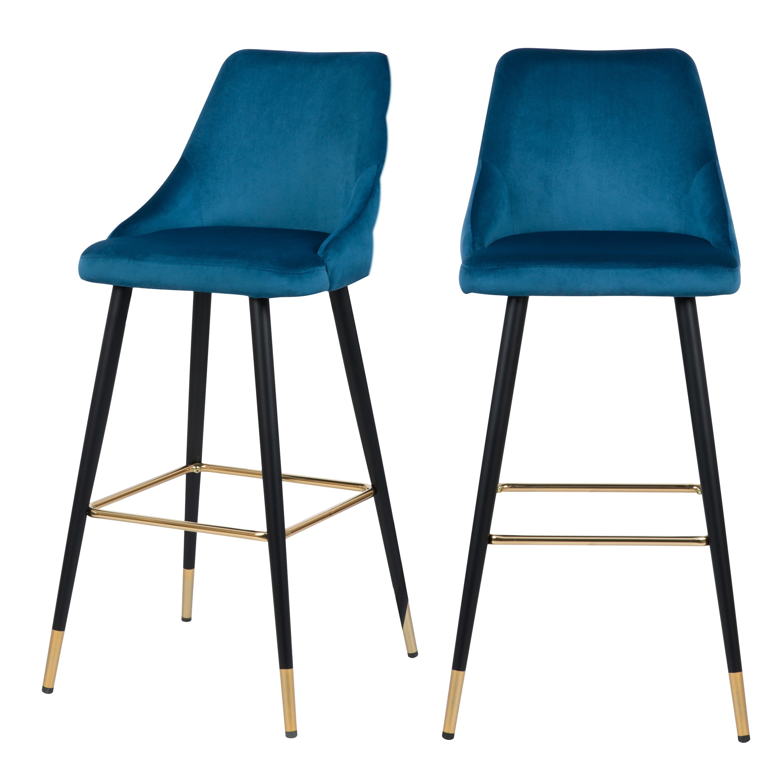 Chaise de bar Aristote en velours bleu 77.5 cm (lot de 2) Chaise de bar Aristote en velours bleu 77.5 cm (lot de 2)
