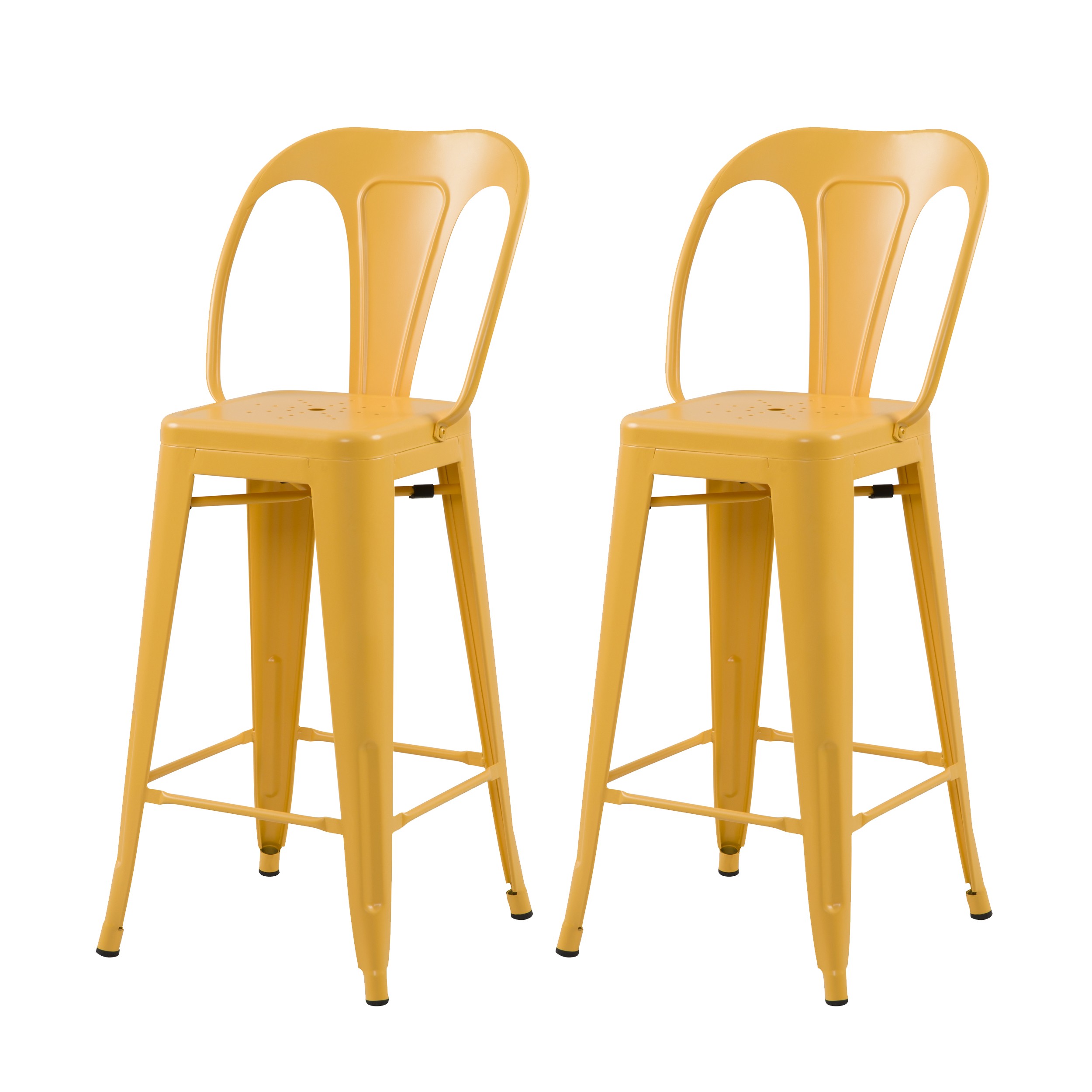 Chaise de bar mi hauteur Indus jaune mat 66 cm (lot de 2) Chaise de bar mi hauteur Indus jaune mat 66 cm (lot de 2)