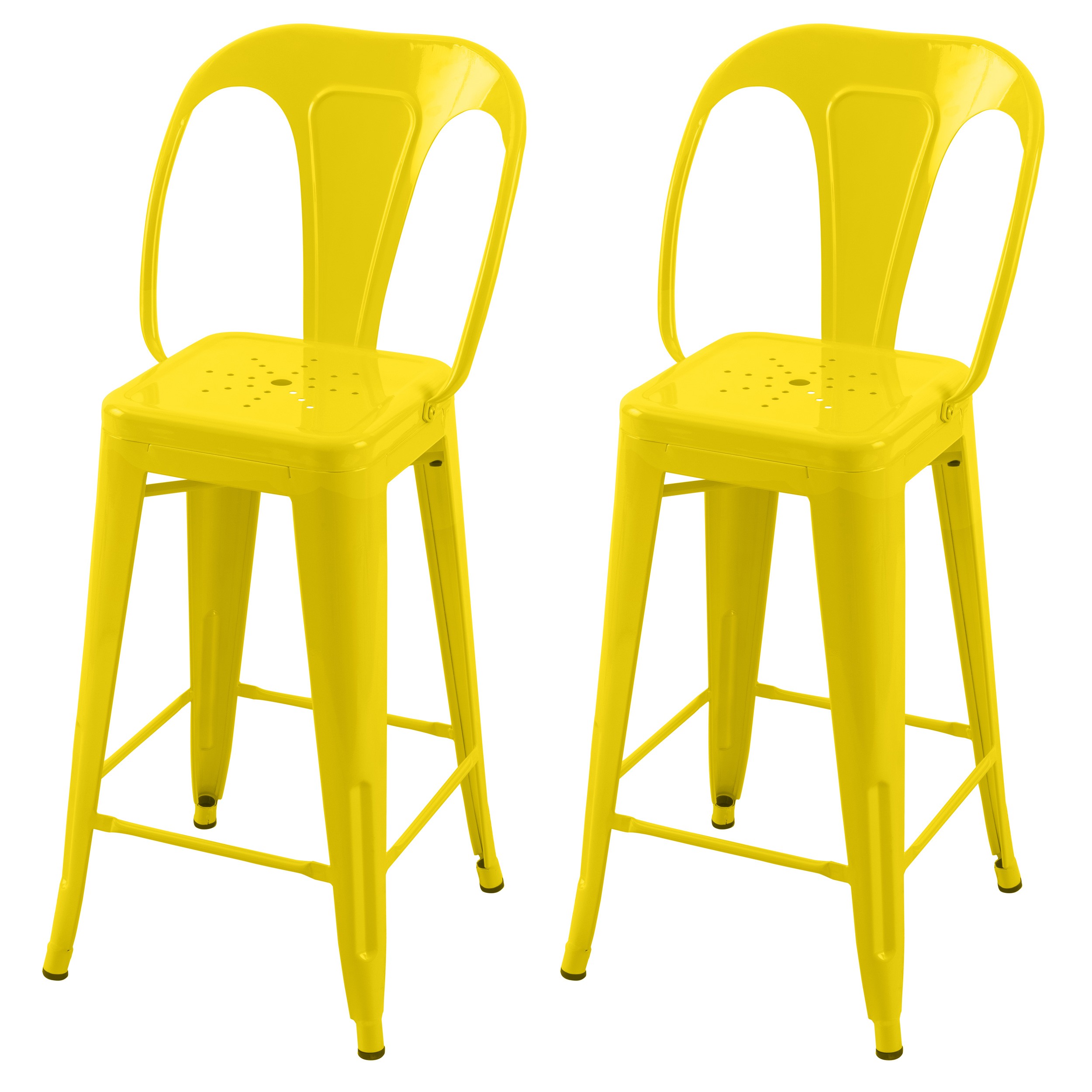 Chaise de bar mi hauteur Indus jaune 66 cm (lot de 2) Chaise de bar mi hauteur Indus jaune 66 cm (lot de 2)