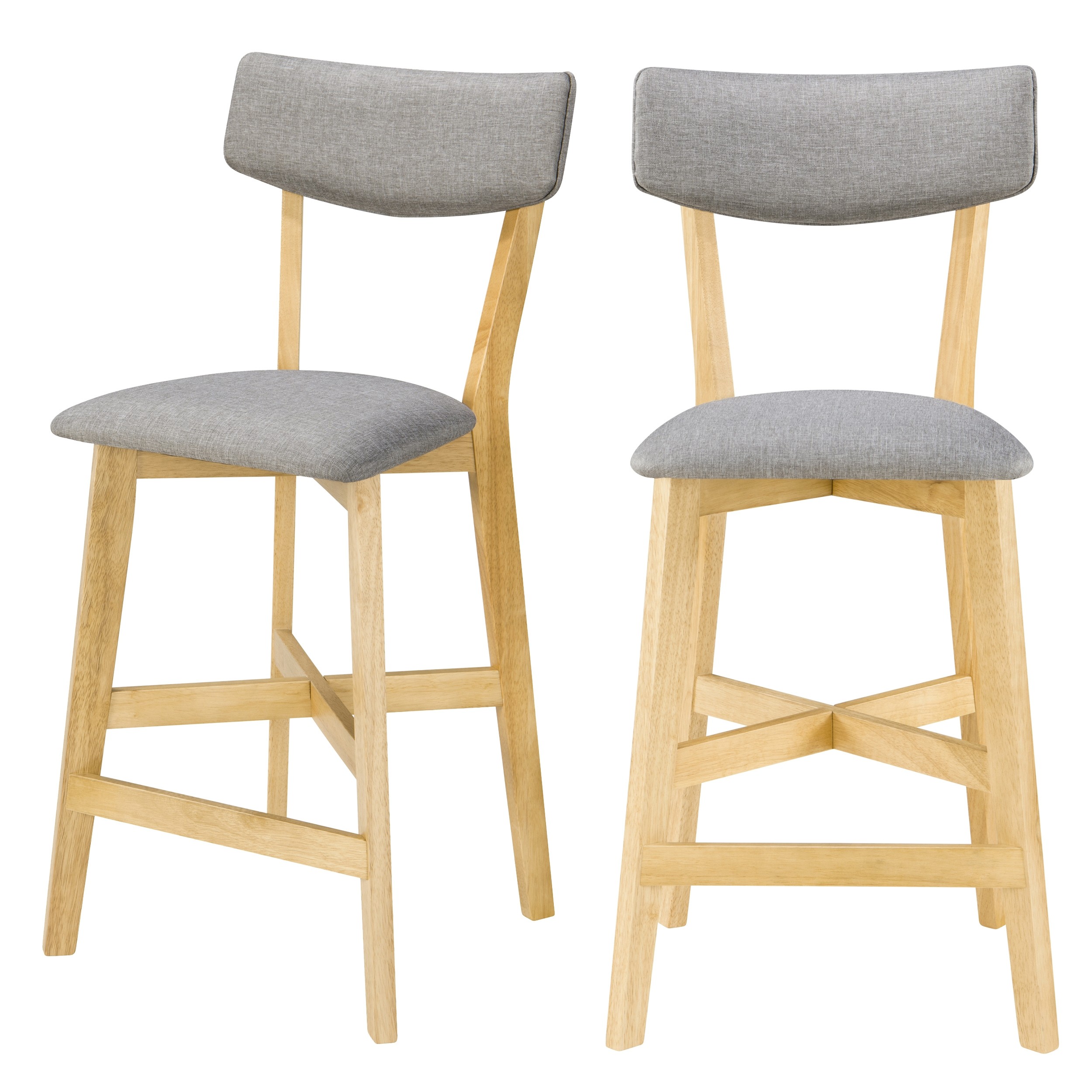 Chaise de bar mi hauteur Elmer grise en bois clair 68 cm (lot de 2) Chaise de bar mi hauteur Elmer grise en bois clair 68 cm (lot de 2)