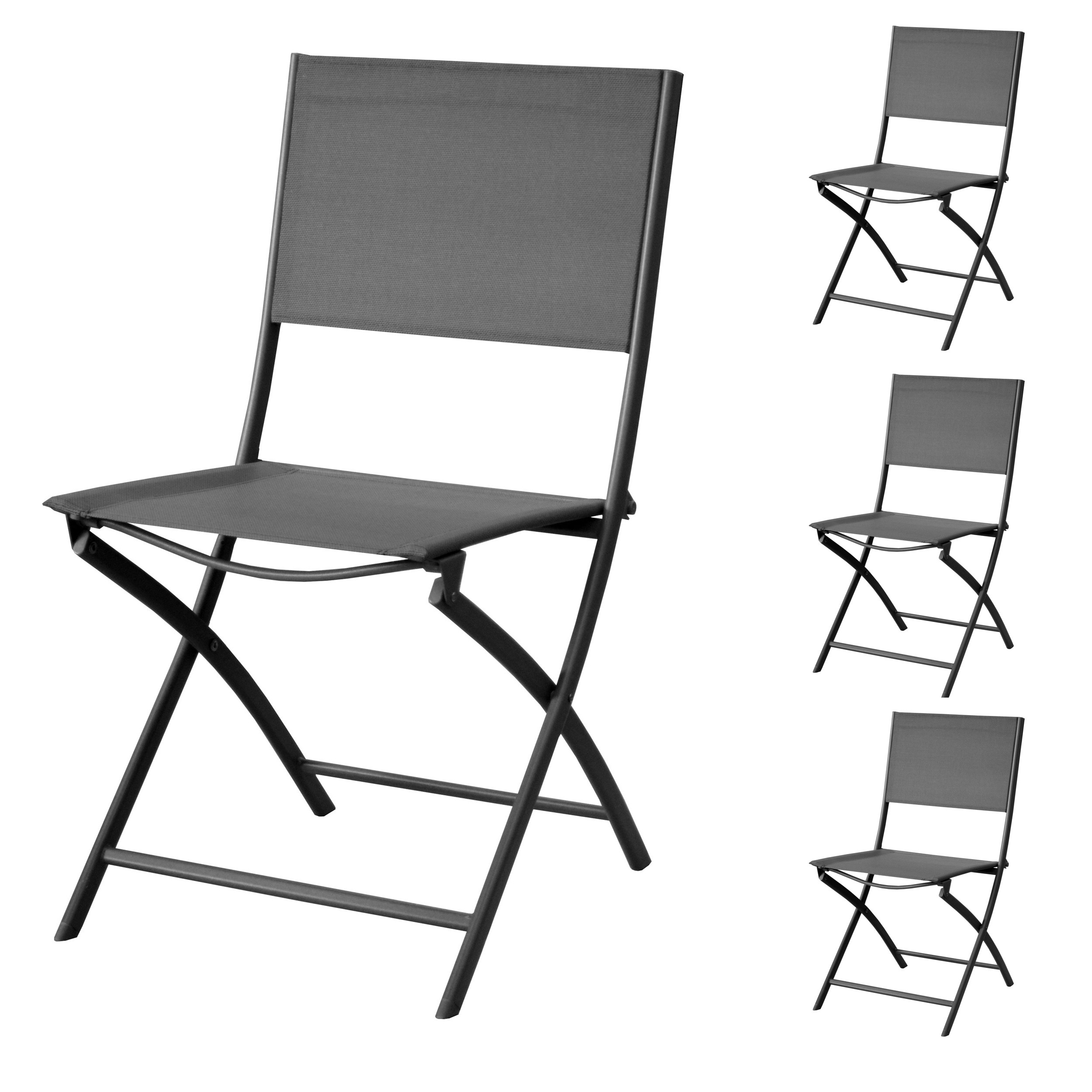 Chaise de jardin Santos pliable grise (lot de 4)  achetez les chaises