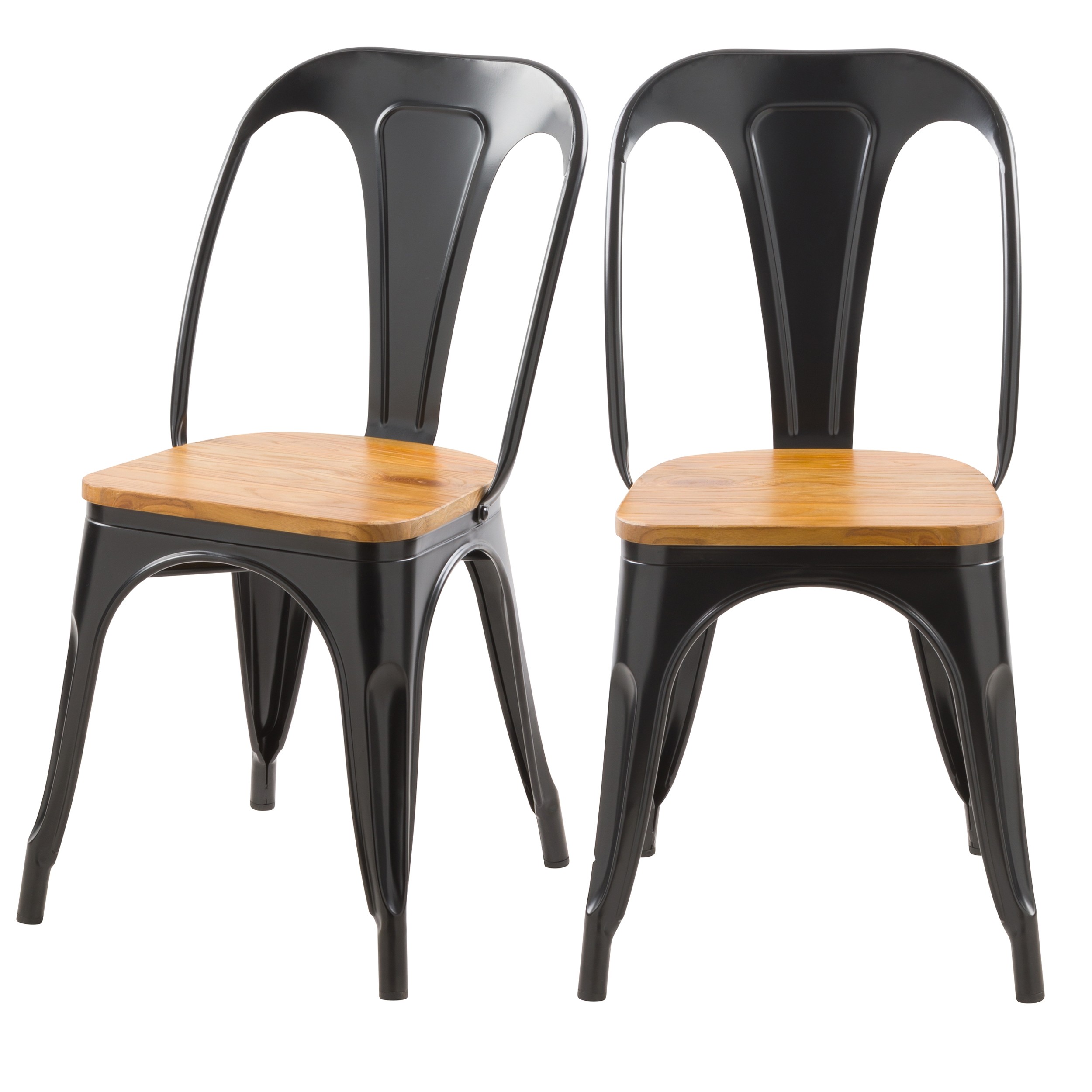 Chaises indus Yoanna noires et bois clair (lot de 2)