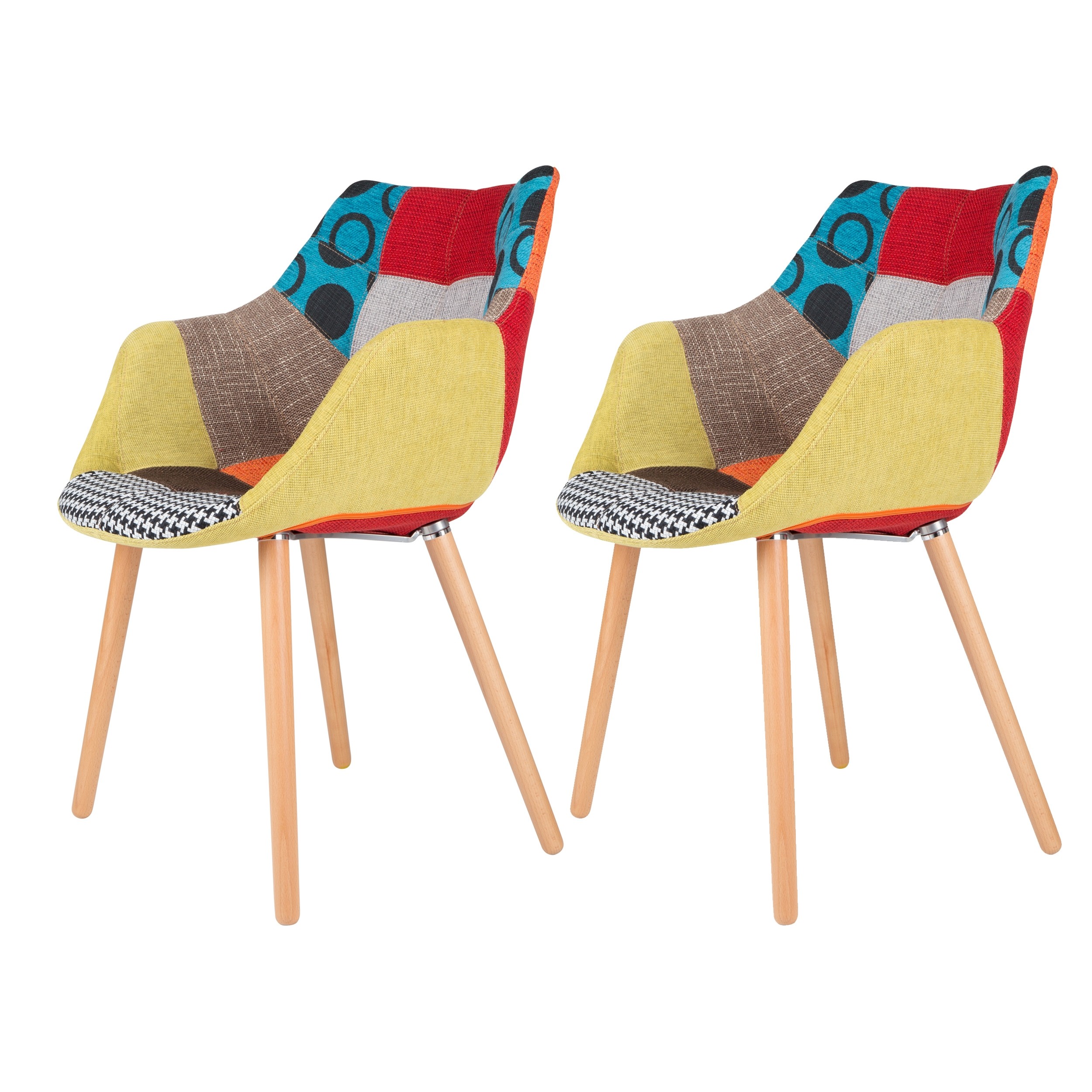 Fauteuil Patchwork Multi Couleur Twelve Lot De 2 Zuiver