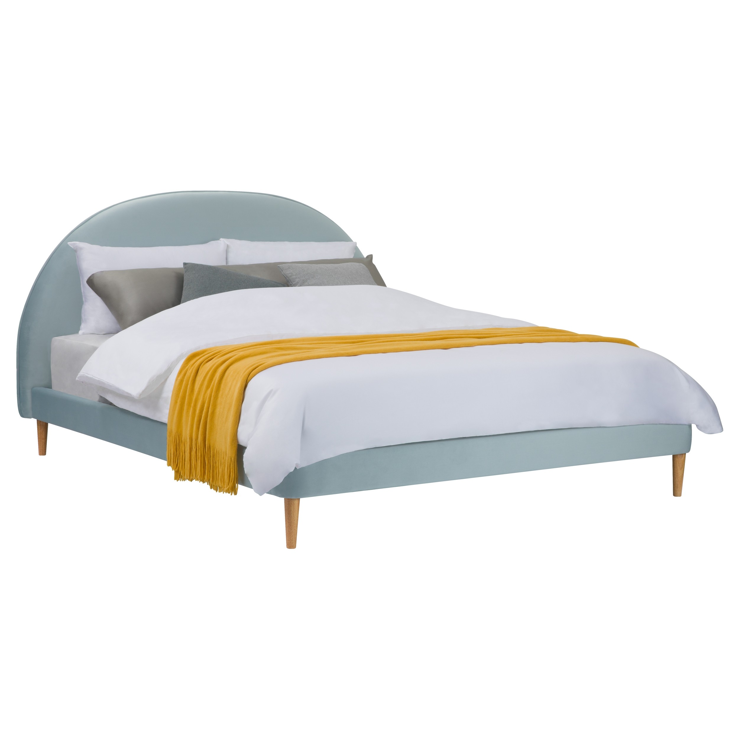 lit double musso 140x190 cm en velours bleu