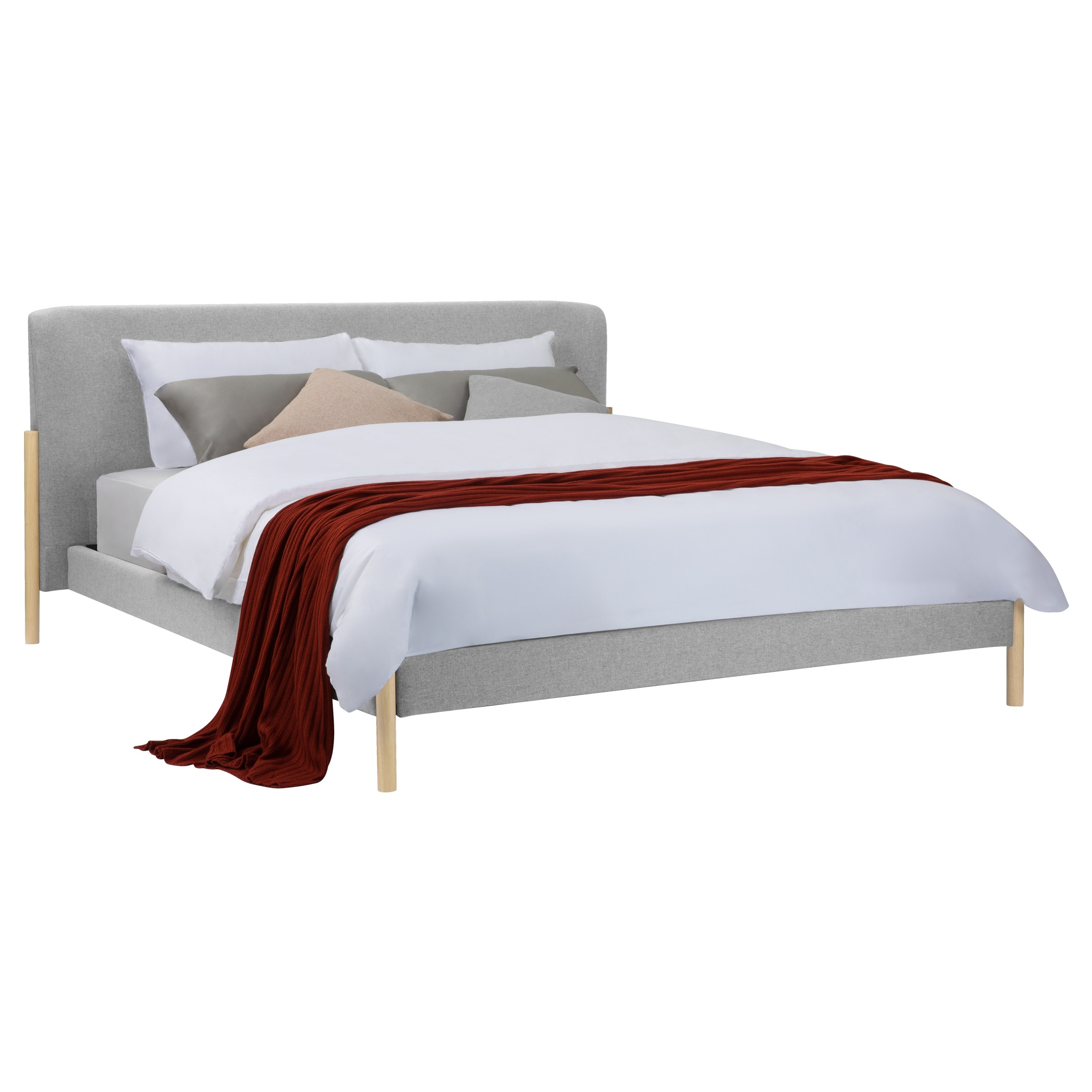 lit double voltaire 160x200 cm en tissu gris