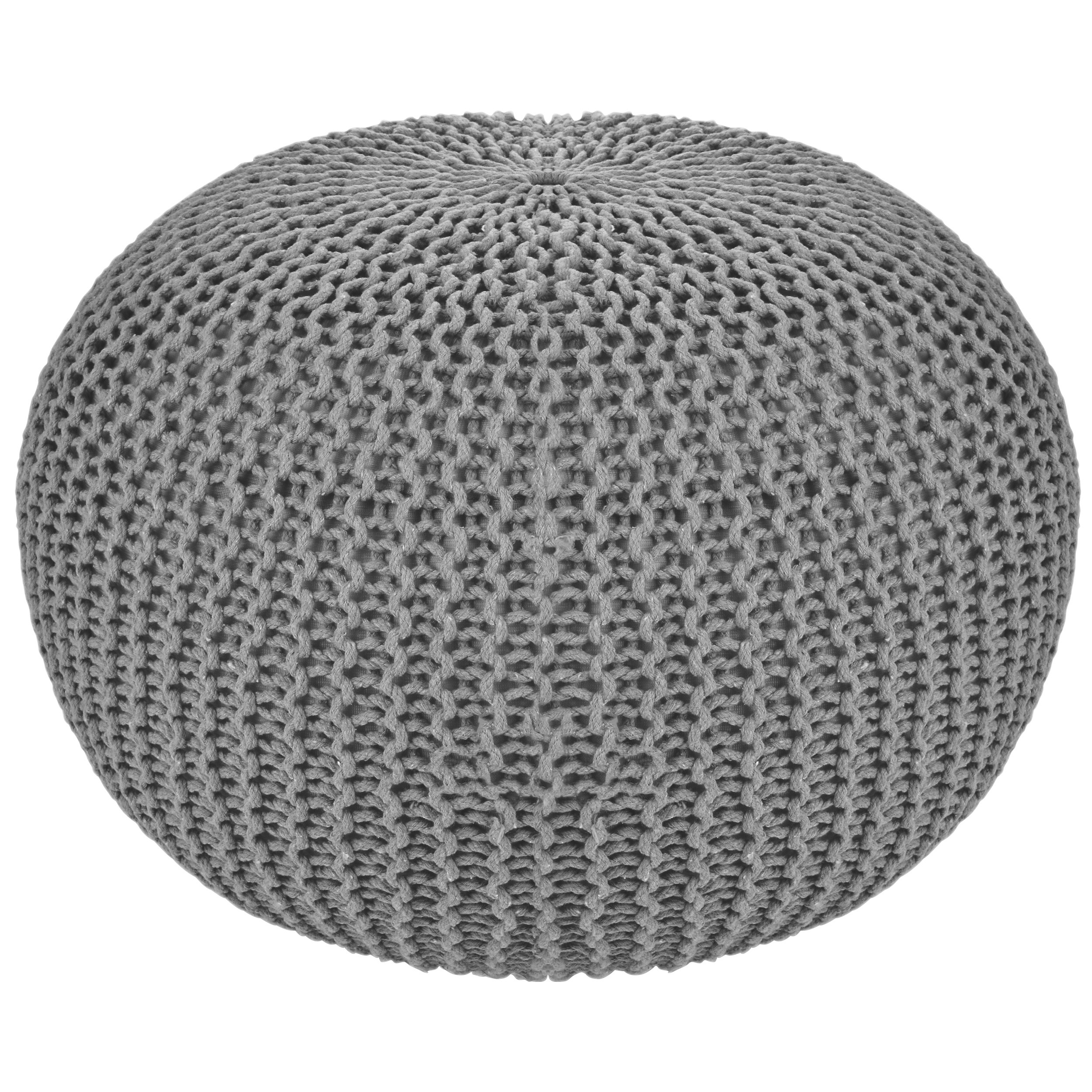 Pouf tricot Elsa gris clair commandez les poufs tricots Elsa gris