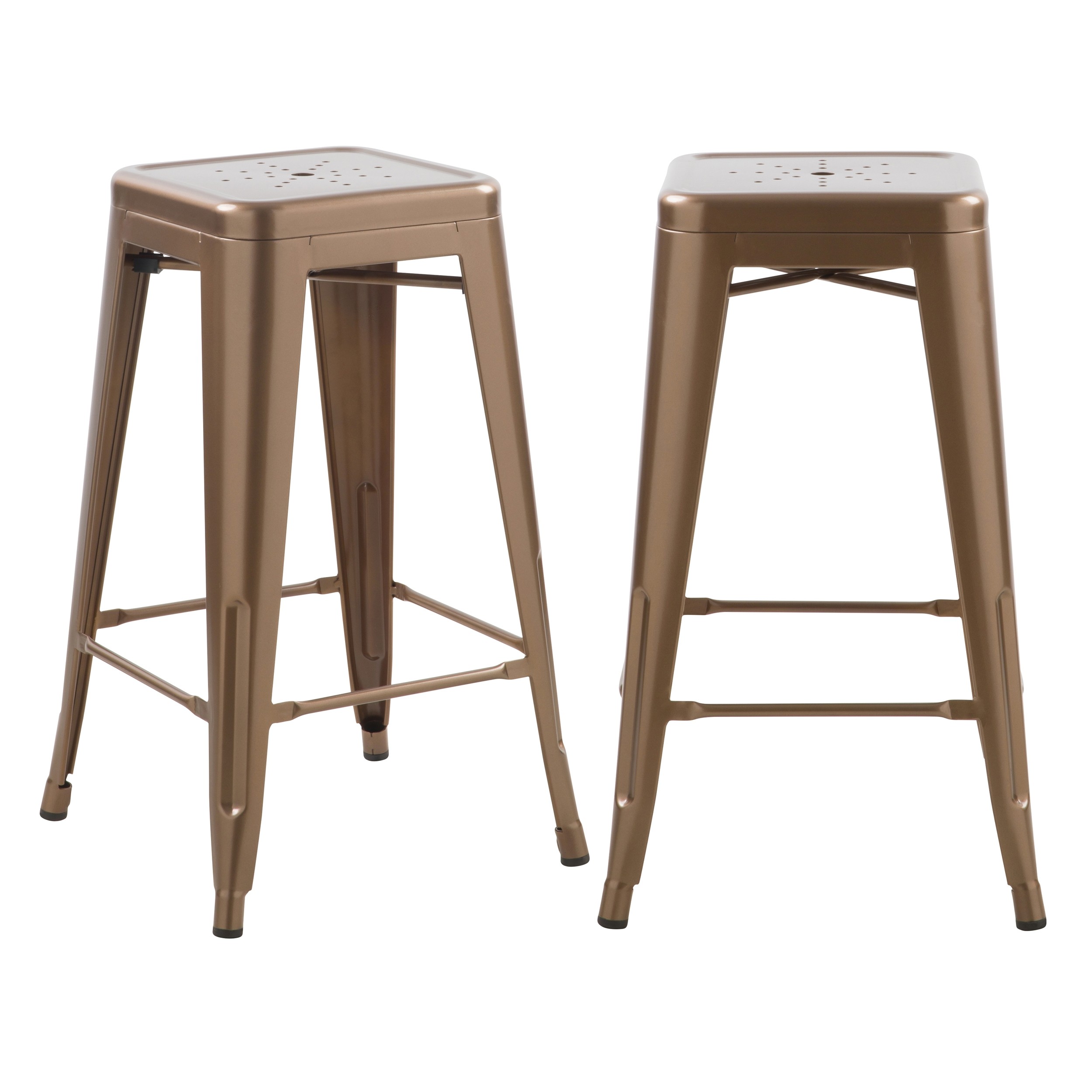 Tabouret de bar mi hauteur Indus cuivre mat 66 cm (lot de 2) Tabouret de bar mi hauteur Indus cuivre mat 66 cm (lot de 2)
