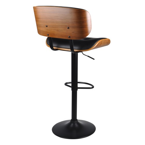 Chaise de bar Melchior en PU noir rembourrée