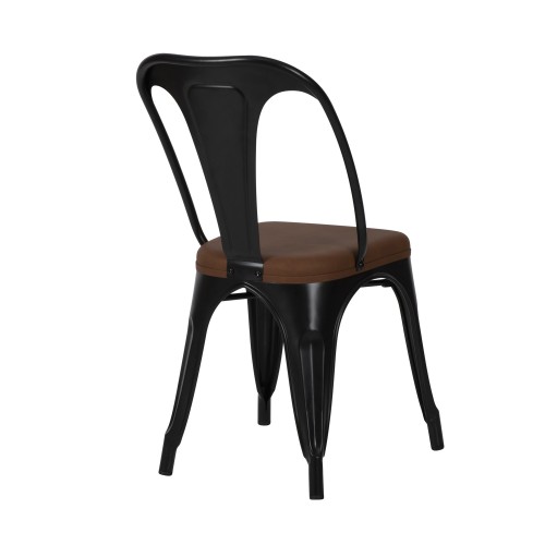 Chaise Indus Charly Noire Lot De 2