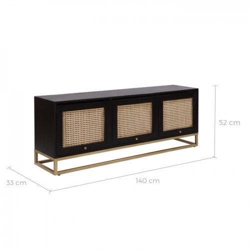 Meuble Tv Shellona Noir En Cannage