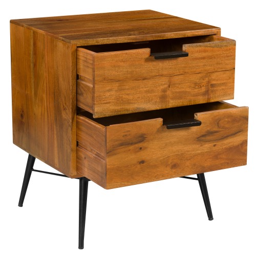 Table de chevet Rajam en bois et métal