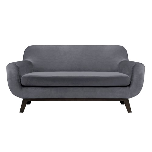 Canapé Copenhague 2 Places En Velours Gris Foncé