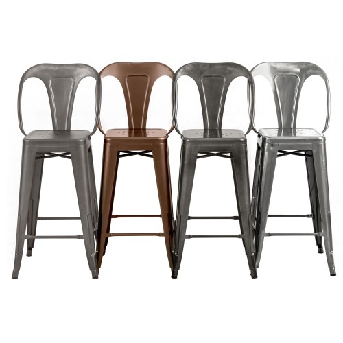 Chaise de bar mi hauteur Indus gris anthracite 66 cm (lot de 2) Chaise de bar mi hauteur Indus gris anthracite 66 cm (lot de 2)