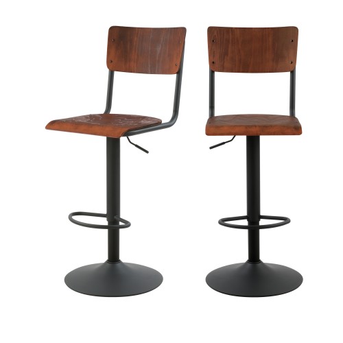 Chaise De Bar Clem En Bois Naturel Lot De 2
