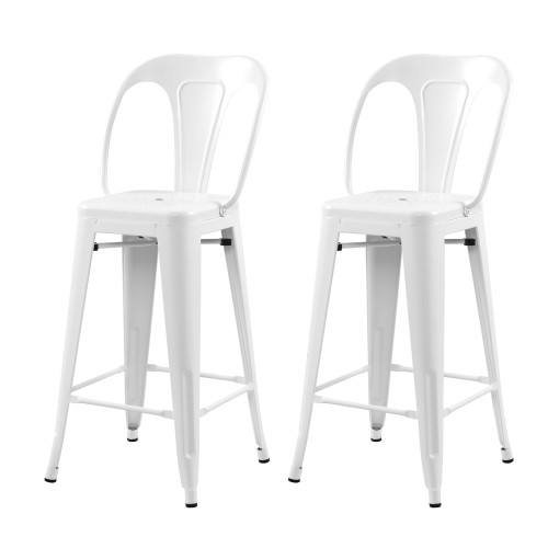 Chaise de bar mi hauteur Indus blanc mat 66 cm (lot de 2) Chaise de bar mi hauteur Indus blanc mat 66 cm (lot de 2)