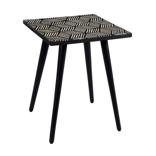 Table Basse Carree Pyroli En Matiere Minerale Et Bois D Acacia