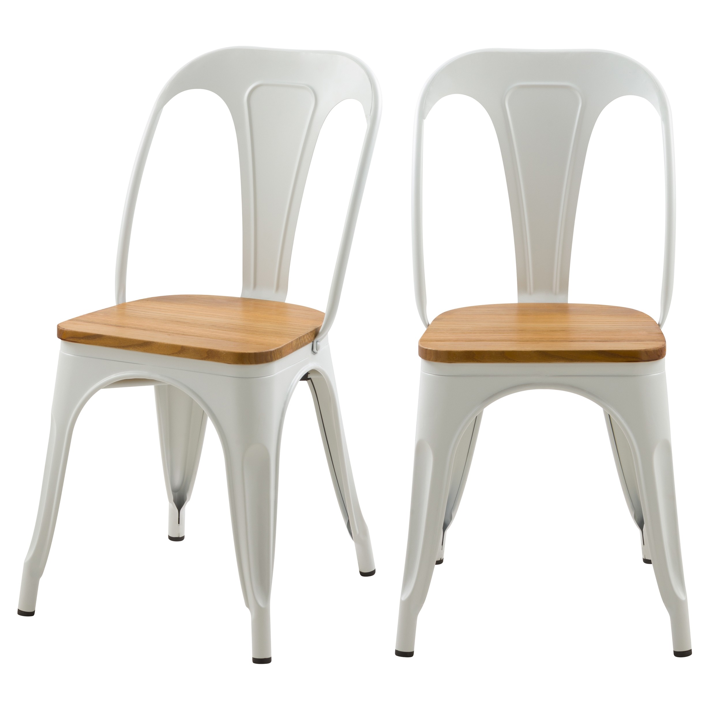 Chaises indus Yoanna blanches et bois clair (lot de 2)